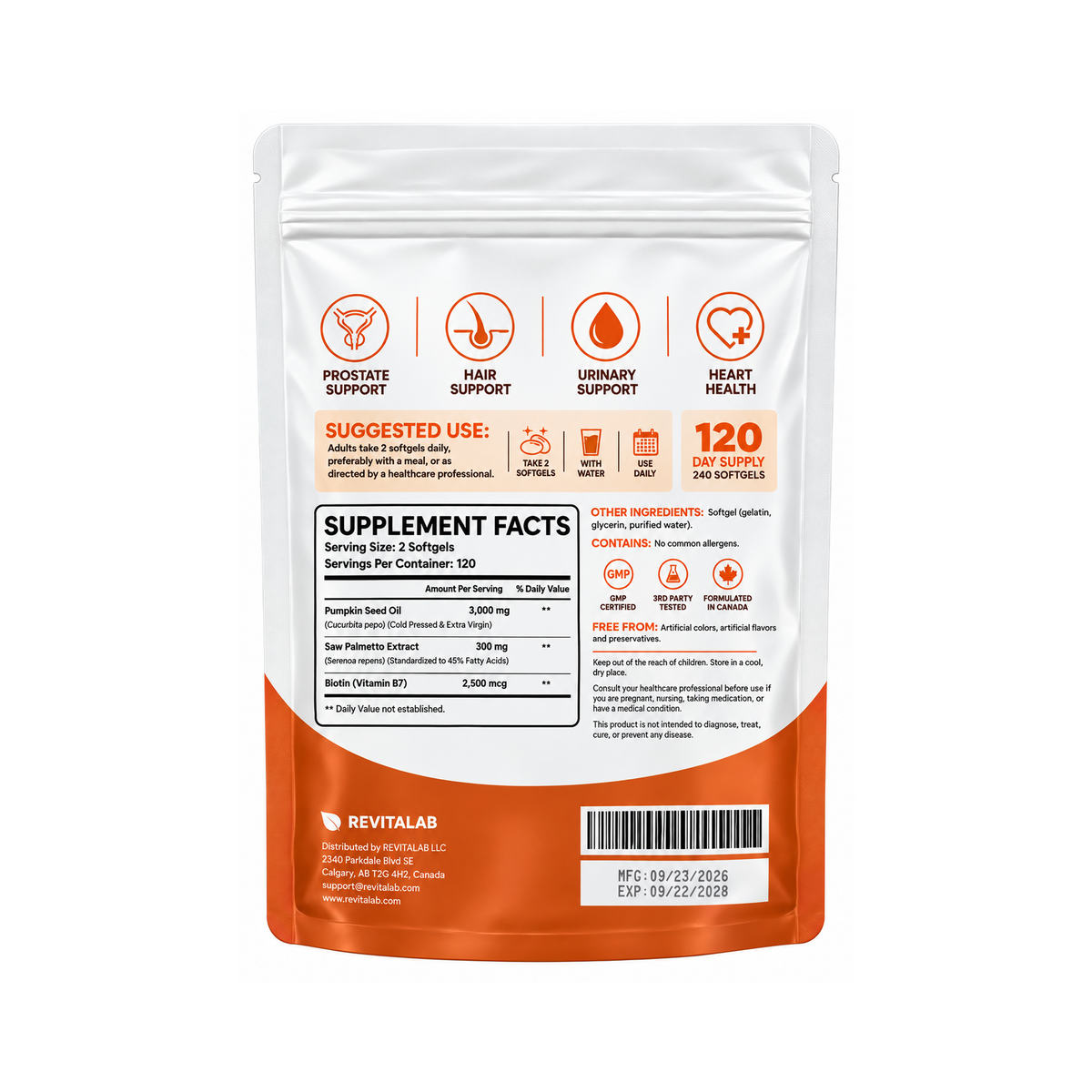 Revitalab® Pumpkin Seed Oil w/ Saw Palmetto & Biotin